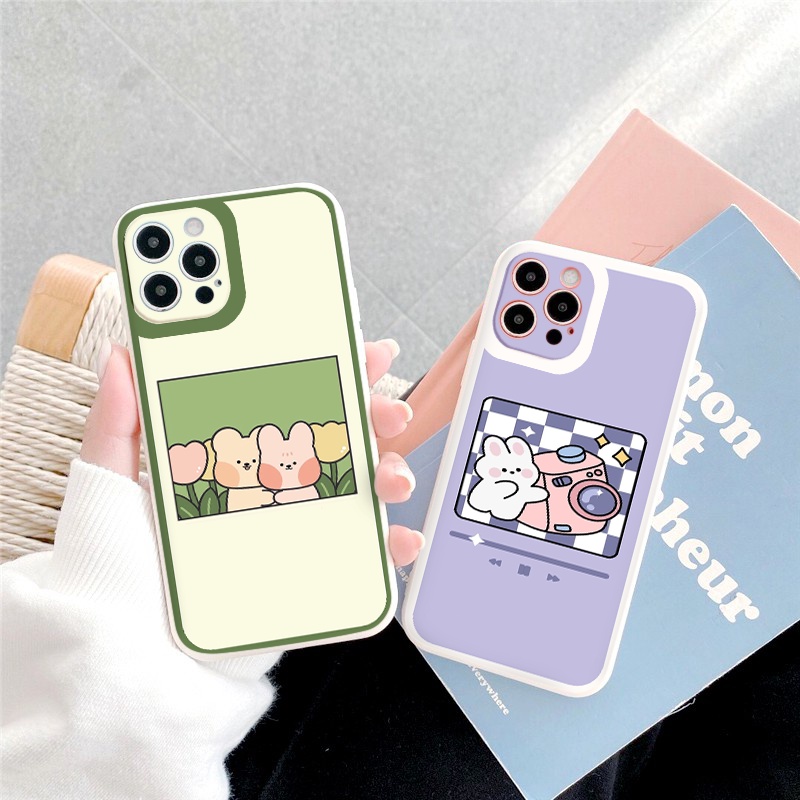 [ IPHONE ] Ốp Lưng Bé thỏ nhỏ xinh Màu Bảo Vệ CAMERA vuông ốp iphone 12 pro/ 8plus/11 pro/11/12 pro max/13/promax tr1193