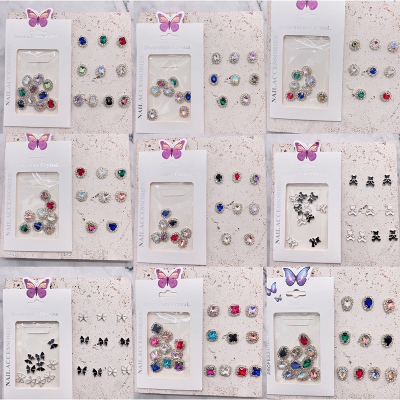 phụ kiện charm đá khối các mẫu gắn móng tay nail
