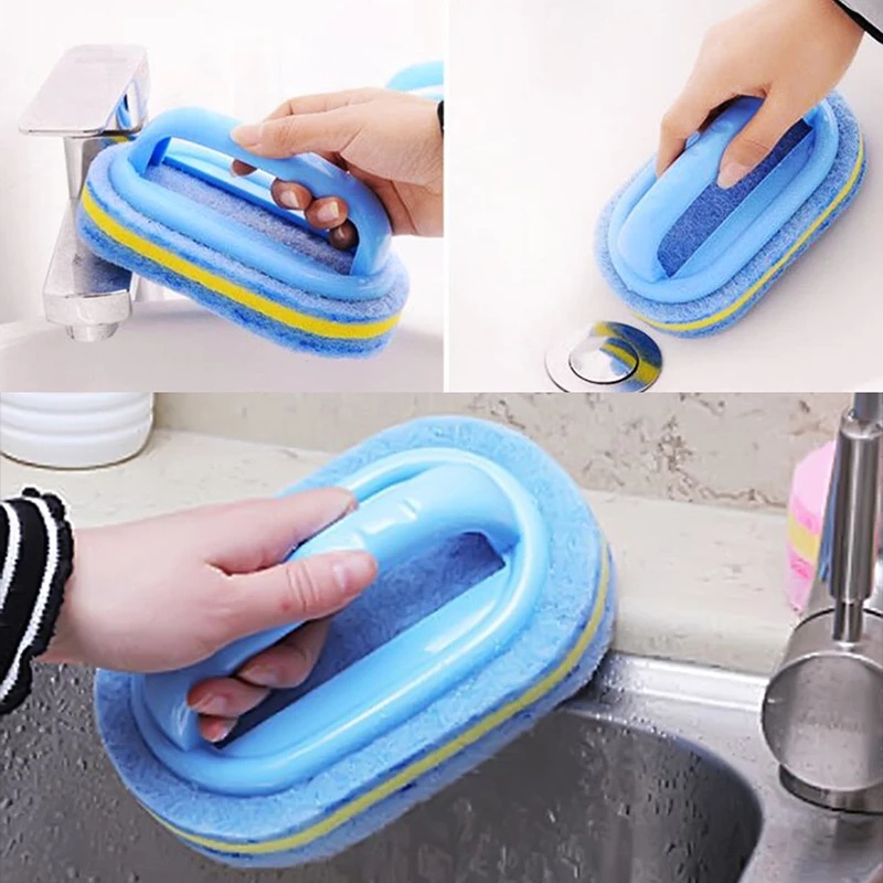 Bàn chải vệ sinh nhà bếp/ phòng tắm bằng bọt biển với tay cầm nhựa tiện dụng