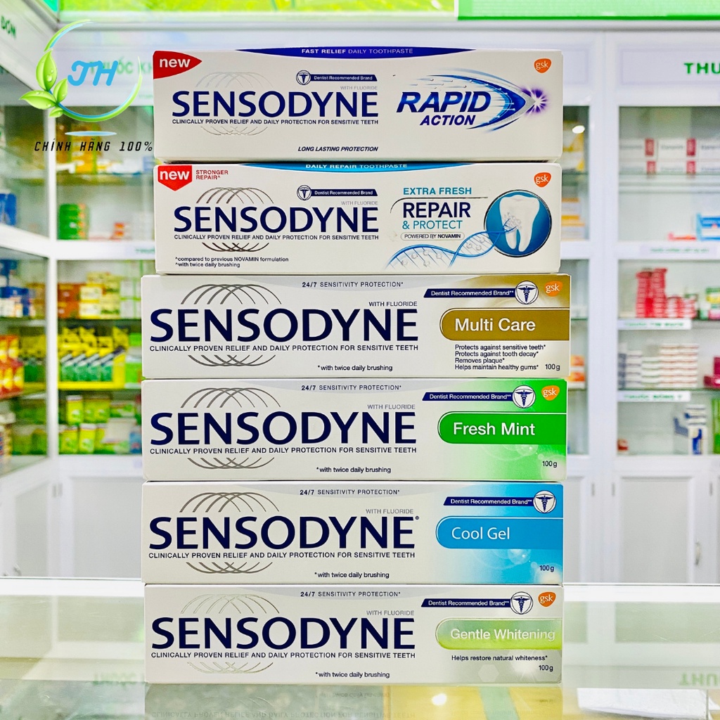 Kem đánh răng Sensodyne chính hãng GSK (tuýp 100g)- Thơm mát giảm ê buốt, bảo vệ toàn diện