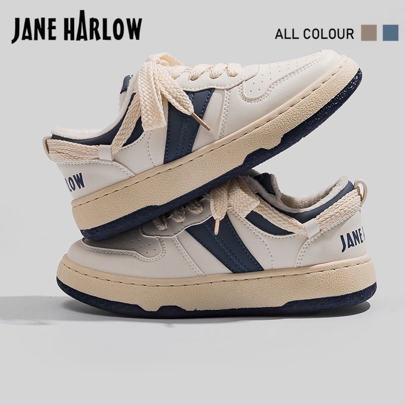 Giày JANE HARLOW Thể Thao Nữ Cổ Thấp Đế Độn Lót Nhung Siêu Ấm Ôm Chân