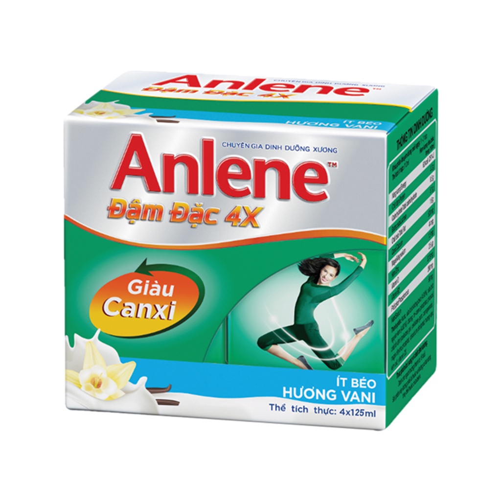 Sữa nước Anlene CONCENTRATE đậm đặc hương Vani Lốc 4x125ml