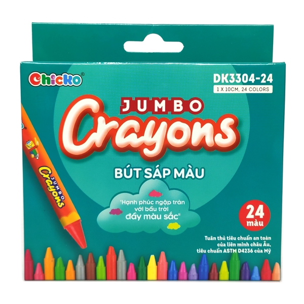 Bút Sáp Màu Chicko Jumbo Crayons - 24 Màu - DK3304-24 - CHICKO