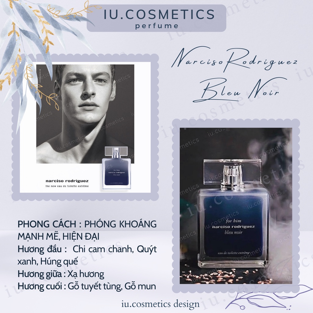 Nước Hoa Nam Narciso Rodriguez For Him Bleu Noir EDT 100ml - Hương thơm nam tính cuốn hút - iu.cosmetics