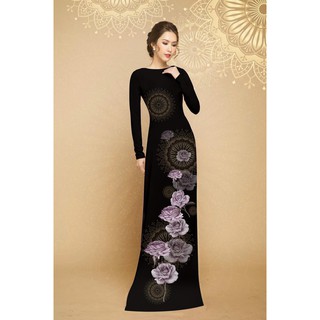 ÁO DÀI TRUYỀN THỐNG IN CẨM LAN CAO CẤP - KHÔNG KÈM QUẦN