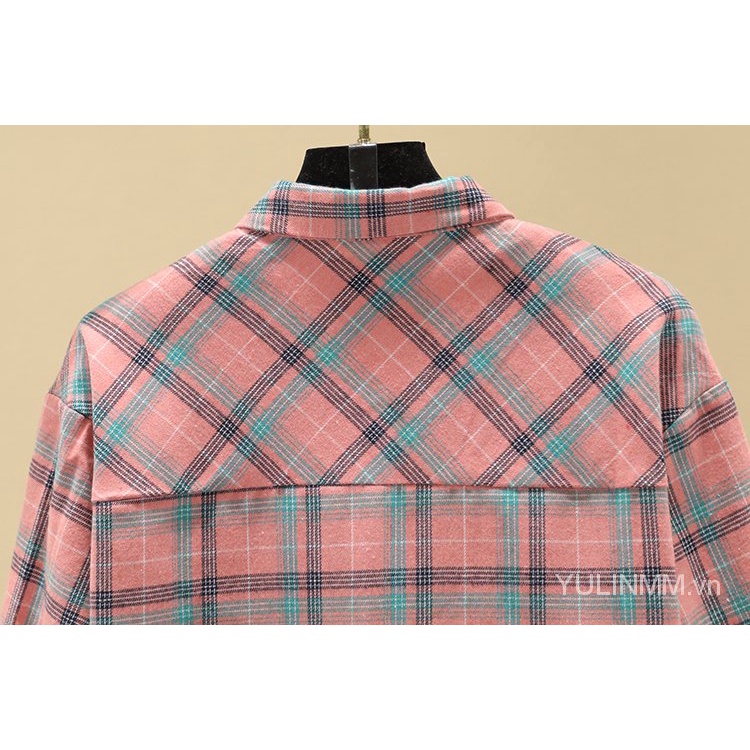 Korean style plaid long-sleeve shirt for women spring-summer for women S2021K