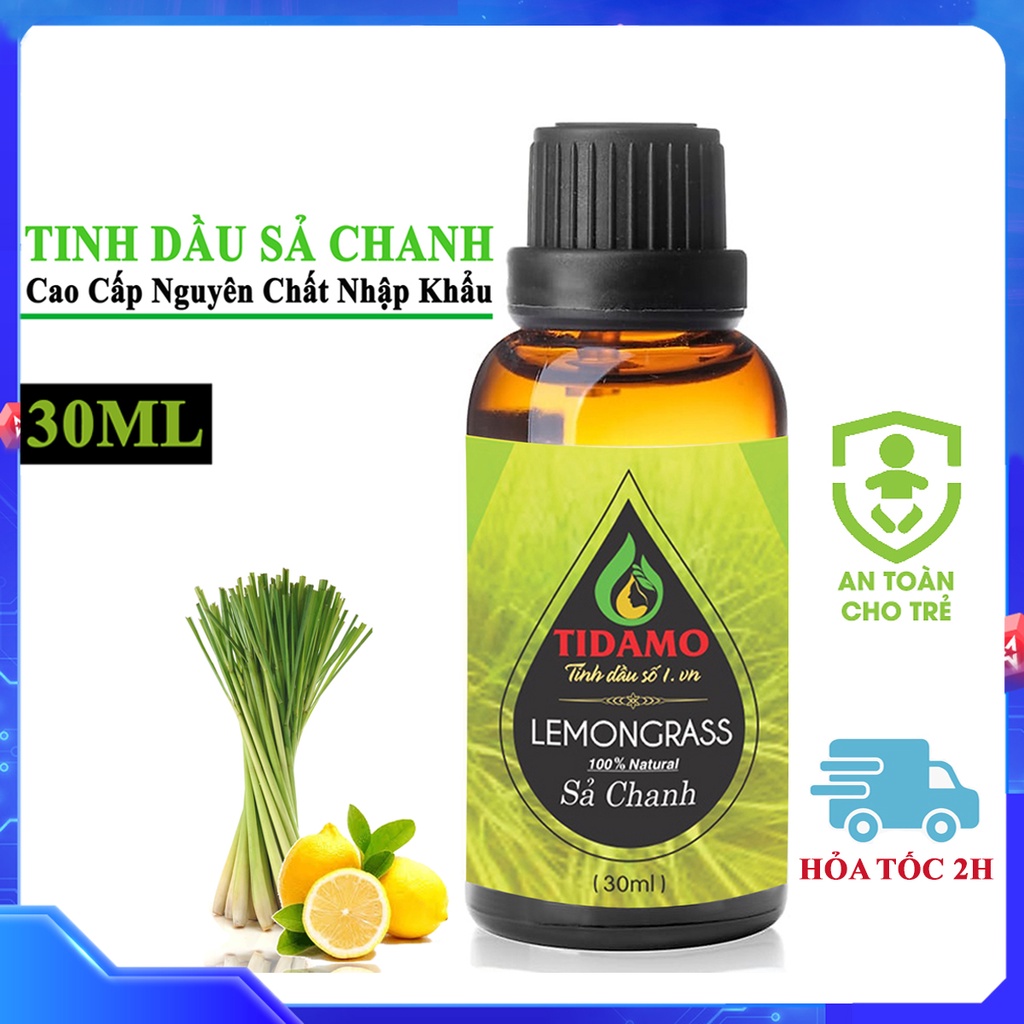 Tinh dầu Sả Chanh nguyên chất TIDAMO 30ML giúp thử giản, khử mùi, đuổi muỗi