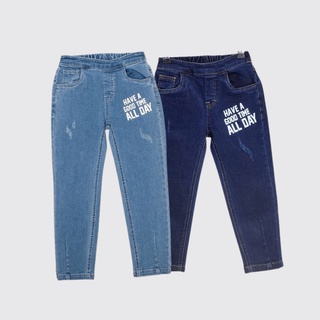 Quần jean bé gái từ 2-12 tuổi BEEKIDS thiết kế hơi xước in chữ 7QJ01393DO