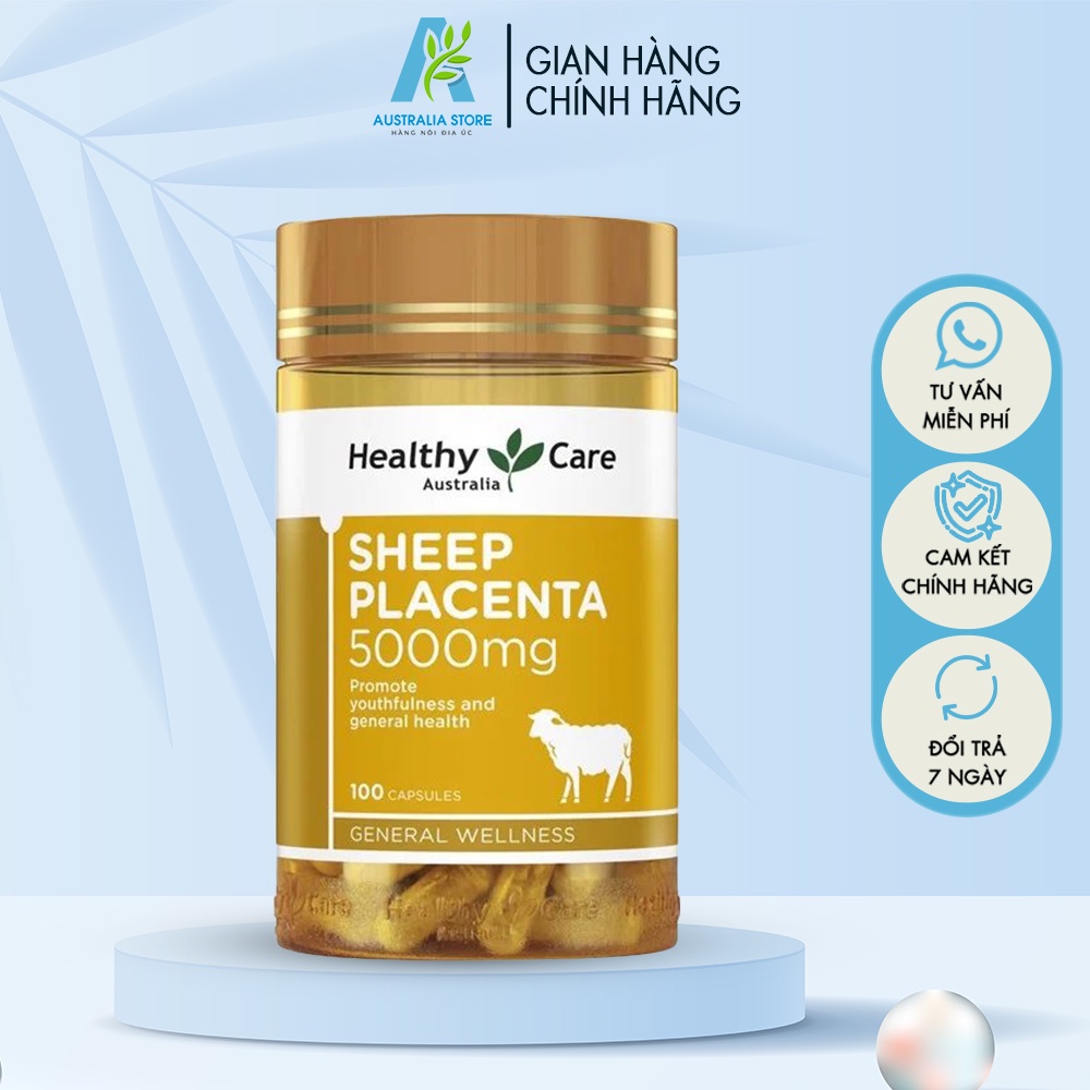 Viên Uống Nhau Thai Cừu Sheep Placenta 5000mg Healthy Care Úc Hộp 100 viên - CH003