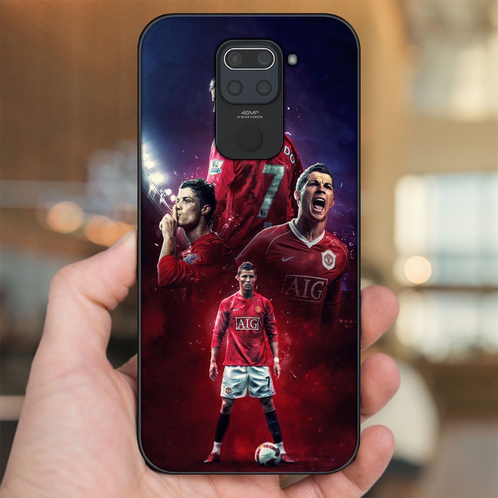 Ốp lưng Xiaomi Redmi Note 9 viền đen in hình Cristiano Ronaldo MU Manchester United CR7
