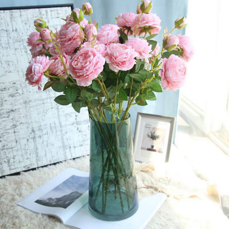 Hoa hồng giả 24 inches 3 cành 24 inch dùng để trang trí nội thất