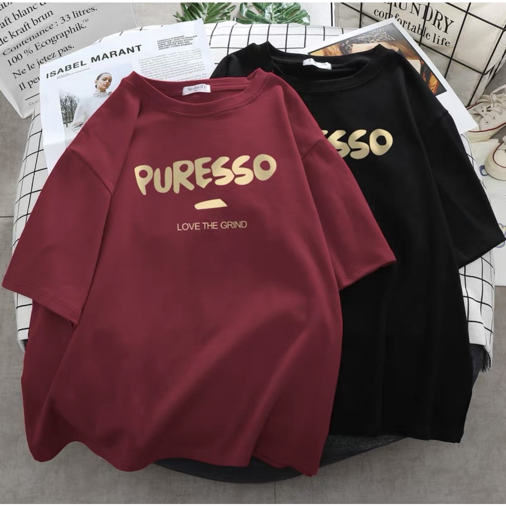 Áo thun phông 3158 nữ nam tay lỡ unisex form rộng chất liệu cotton khô HANOVA in chữ PURESO