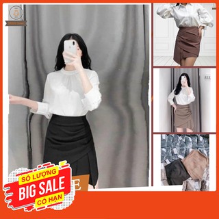 Chân váy xếp ly chéo vạt 2 lớp cao cấp tôn dáng