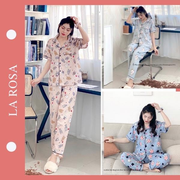 Bộ Ngủ Nữ Pijama Tay Ngắn Quần Dài Chất KATE Siêu Yêu-La Rosa Moda