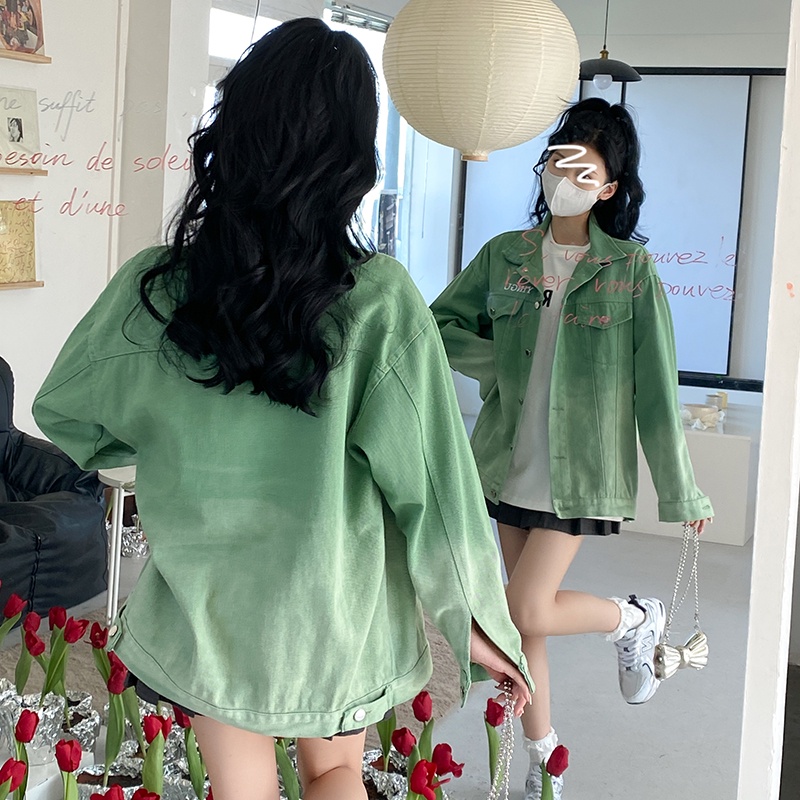 Áo Khoác denim Dáng Rộng Màu gradient Thời Trang Mùa Thu Mới Cho Nữ