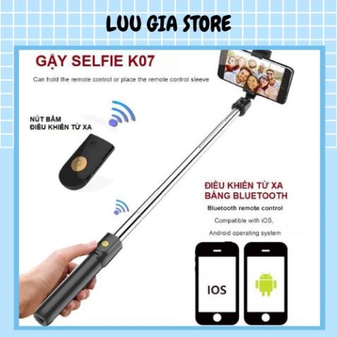 Gậy chụp ảnh tự sướng , Giá đỡ chụp ảnh điện thoại bluetooth 3 chân đa năng – Tripod K07 – Chụp Hình Selfie
