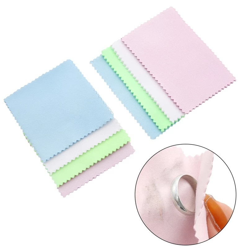Set 10 khăn đánh bóng lau mắt kính / trang sức màu sắc xinh xắn xinh xắn