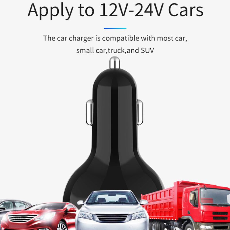 HIK 12V 24V Auto Boat Dual USB Port QC 3.0 Type C Car Charger LED Voltmeter Mobile Phone Charging Adapter for Smartphone GPS Tablet