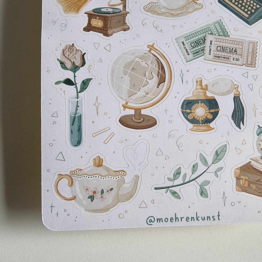 Sticker Sheet Vintage Faves - Chuyên dán sổ | Bullet Journal Stickers, Journal Stickers, Vintage Stickers, Retro