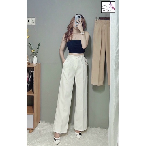 Quần suông dài lưng cao nữ nhiều màu thời trang