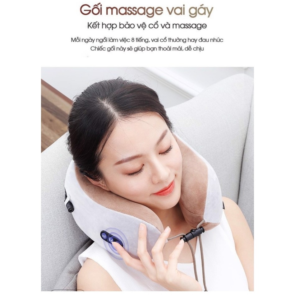 Gối massage chữ U sạc điện