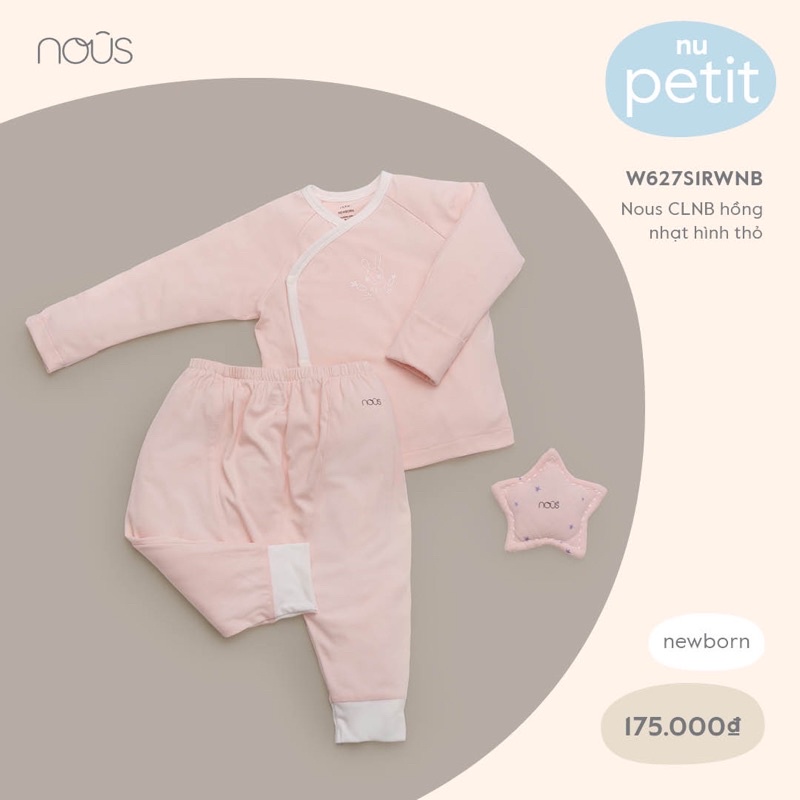 Bộ quần áo sơ sinh cài lệch newborn Nous Petit (3-5.5kg)