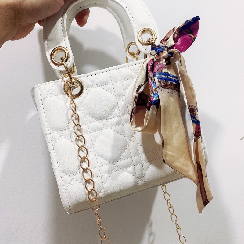 Túi dio💘Túi vuông 5 ô da  size 20cm chùm vàng TX96