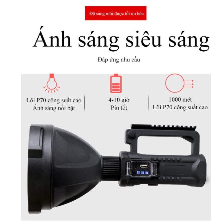 Đèn Pin Cầm Tay 3 Pha Siêu Sáng Dã Ngoại có chân đế