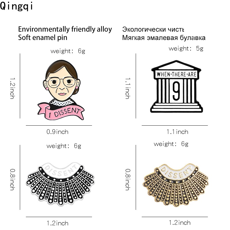 Ghim cài áo Miss Zoe in hình chữ I Dissent tráng men RBG ủng hộ công lý cho phái nữ thích hợp để làm quà tặng