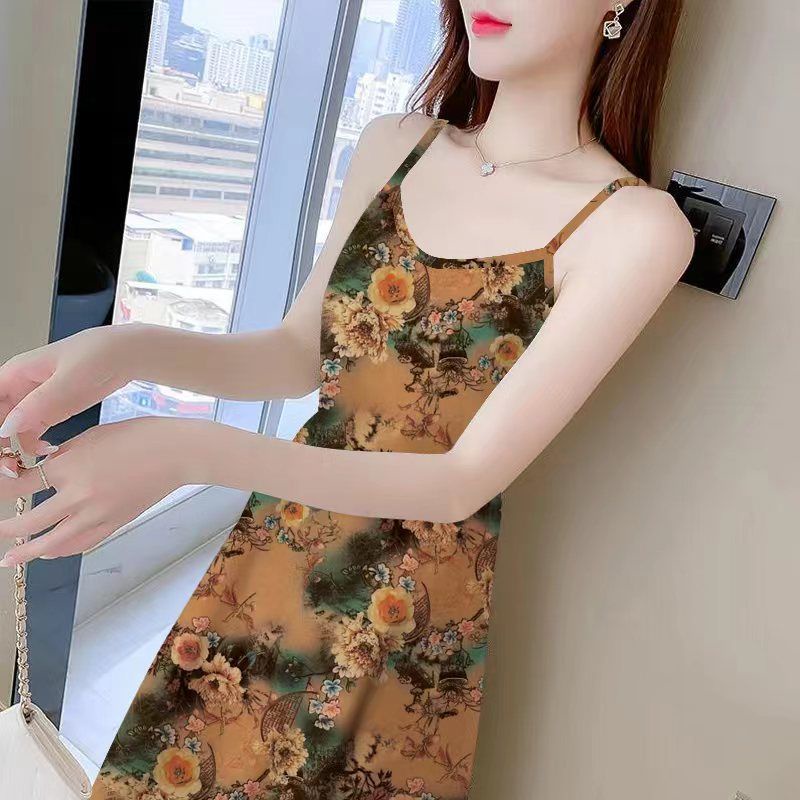 Đầm Hai Dây Dáng Dài In Họa Tiết Thời Trang Mùa Hè Hàng Mới Dành Cho Bạn Nữ