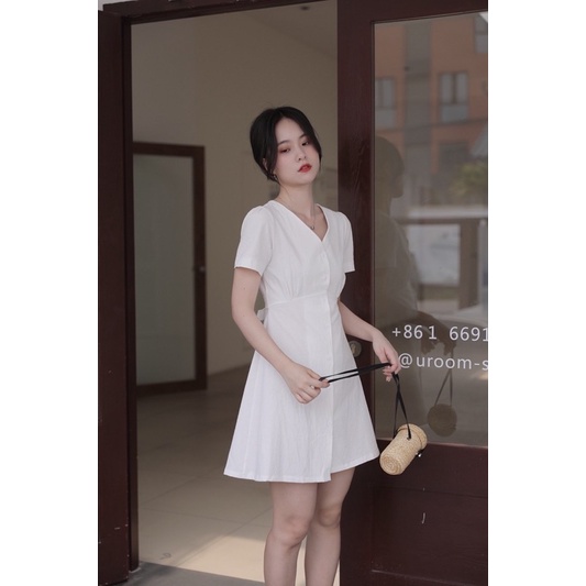 Váy đũi thô cột dây eo thanh lịch nhẹ nhàng nữ tính