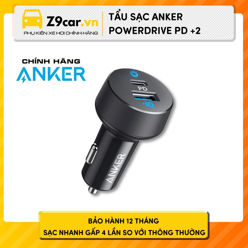 Tẩu sạc ô tô Anker PowerDrive PD +2 [BẢO HÀNH CHÍNH HÃNG]