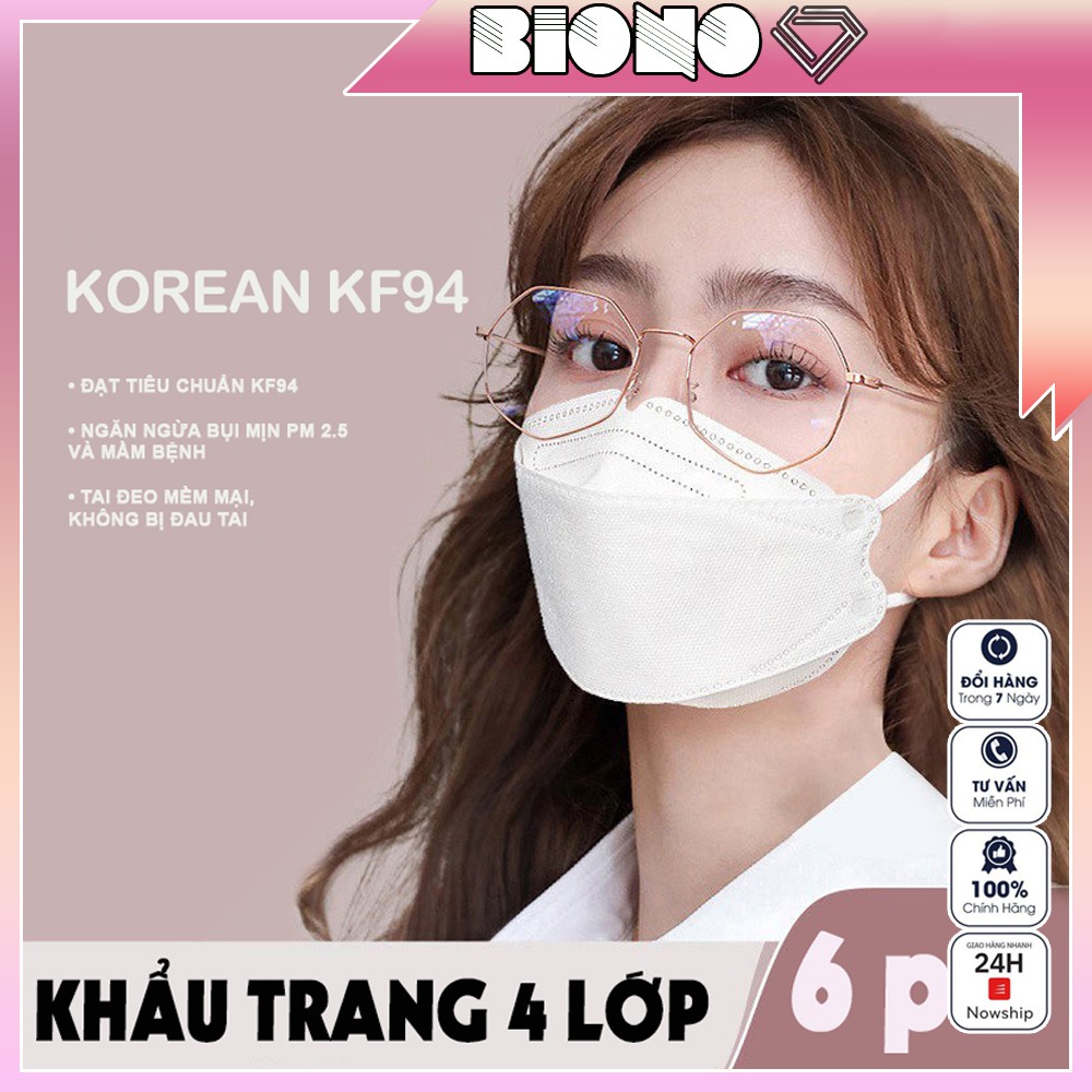 Khẩu trang KF94 kiểu hàn quốc y tế trắng kháng khuẩn 4 lớp tiêu chuẩn gói 5 chiếc