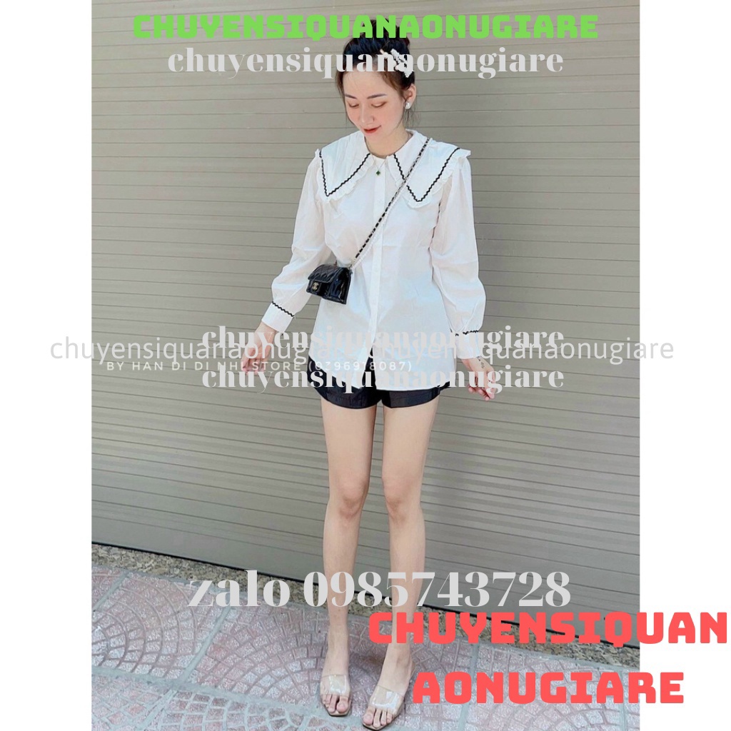 áo sơ mi nữ cổ bèo , áo babydoll tay bèo hàng QCCC loại 1 A00013 kaca chuyensiquanaonugiare