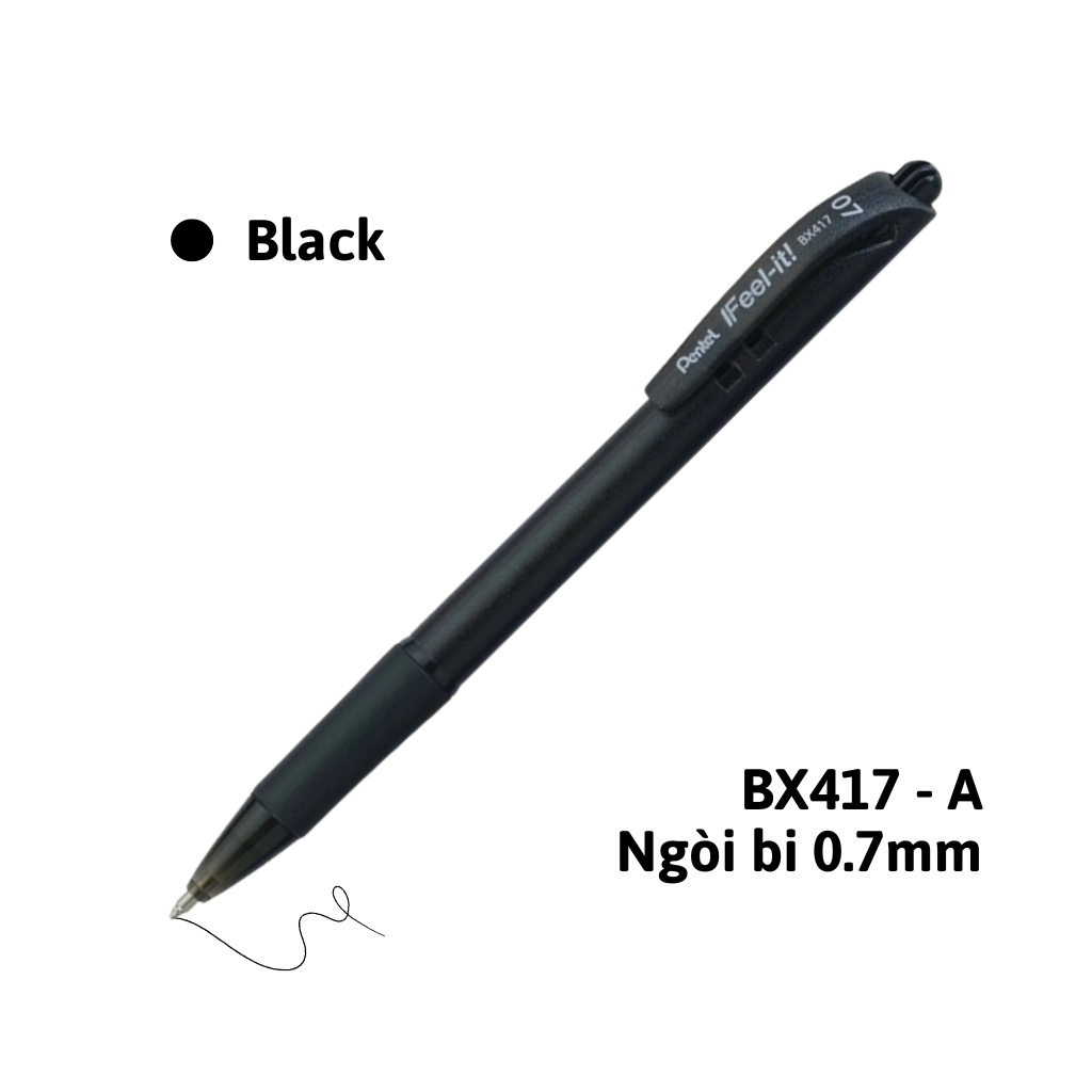Bút Bi Pentel IFeel - It BX417 | Trơn Mượt Không Đọng Mực | Ngòi 0.7mm 3 Màu Xanh/Đỏ/Đen | Nét Viết Êm Mịn Không Tắc Mực