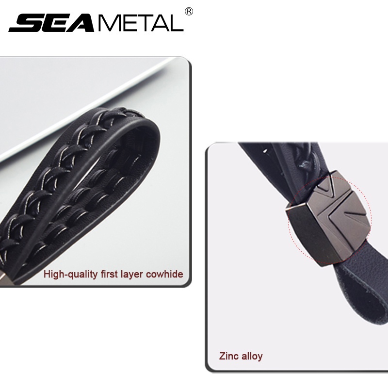 Móc khóa SEAMETAL da bò tinh xảo để trang trí chìa khóa xe hơi thông dụng đơn giản