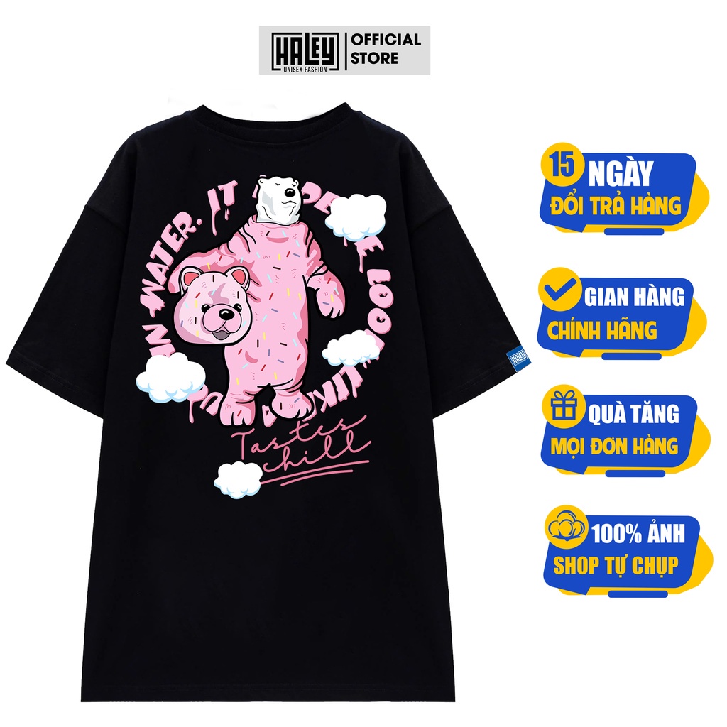 Áo thun Nam Nữ TN141 Unisex Gấu Ping House Form rộng tay lỡ HALEY street wear Basic cao cấp chất cotton 100%