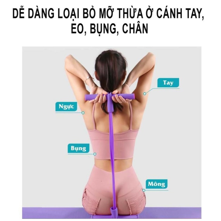 Dây Kéo Đàn Hồi 4 Ống Cao Su Cao Cấp Tập Lưng, Bụng, Gym, Yoga Tại Nhà