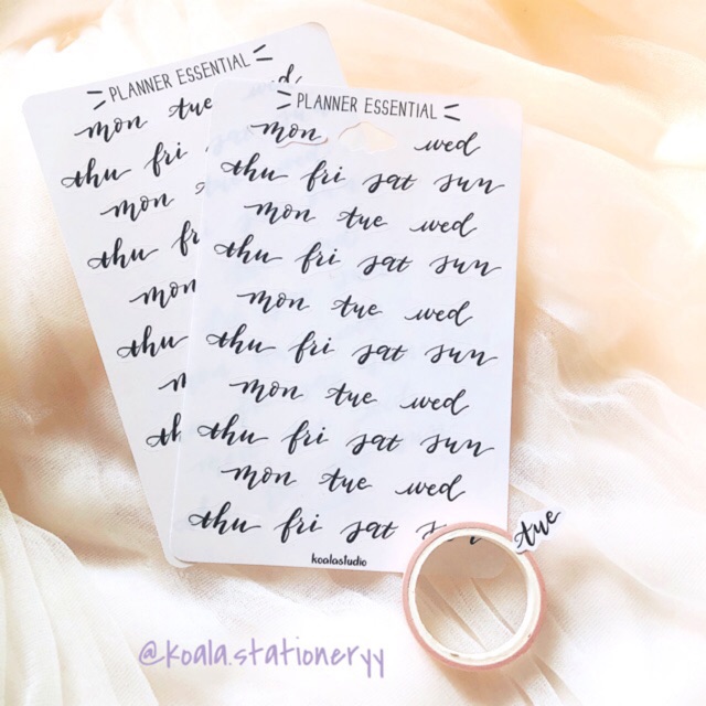 Bullet journal sticker, thứ ngày viết tay, đen