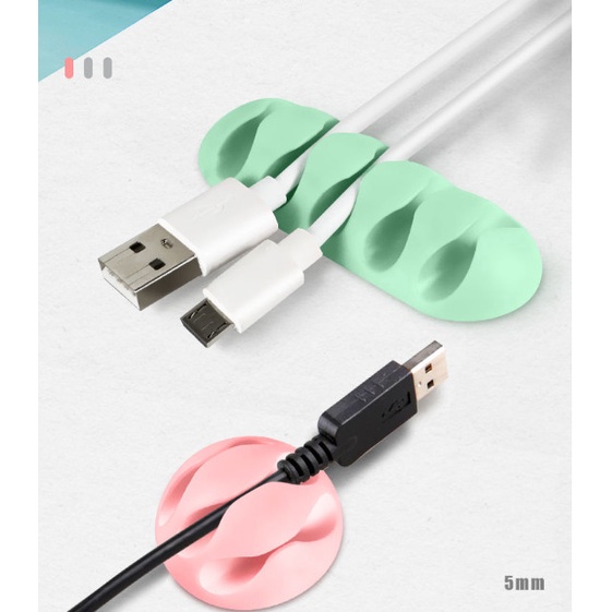 Kẹp dây điện cố định sắp gọn dây cáp sạc nẹp chống rối silicon 3 lỗ TYH69