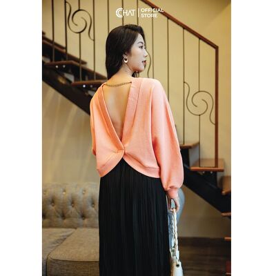 Áo kiểu V lưng phối xích CCHAT | BigBuy360 - bigbuy360.vn