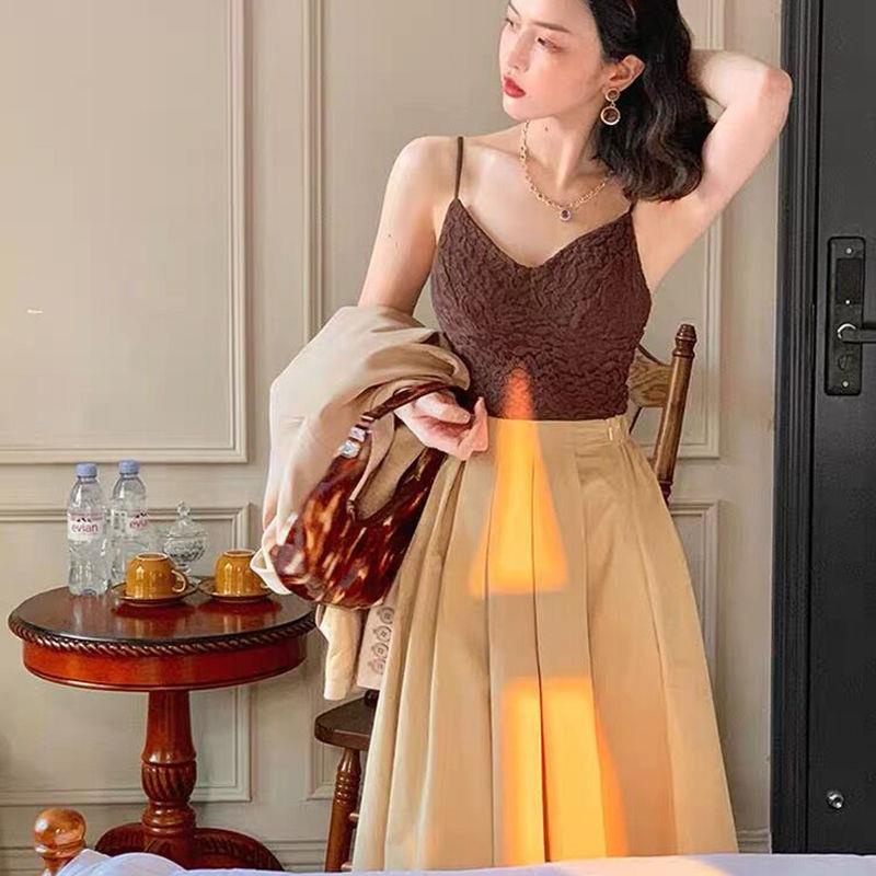 Chân Váy Chữ A Lưng Cao Phong Cách Hepburn Retro Mẫu 2021 Thời Trang Mùa Thu Cho Nữ