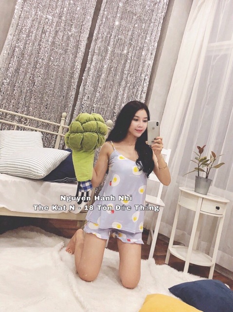 Bộ ngủ cute áo 2 dây lót đệm | BigBuy360 - bigbuy360.vn