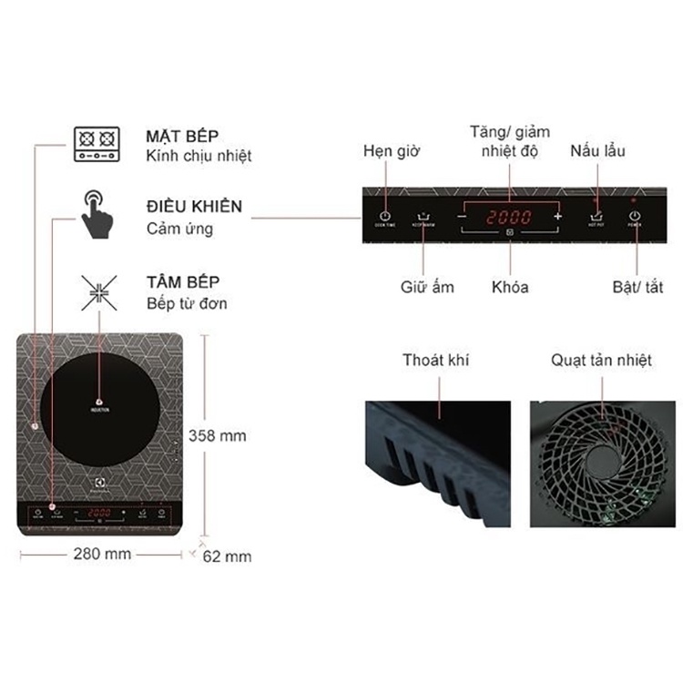Bếp điện từ Electrolux ETD29PKB (BẢO HÀNH ĐIỆN TỬ 12 THÁNG)