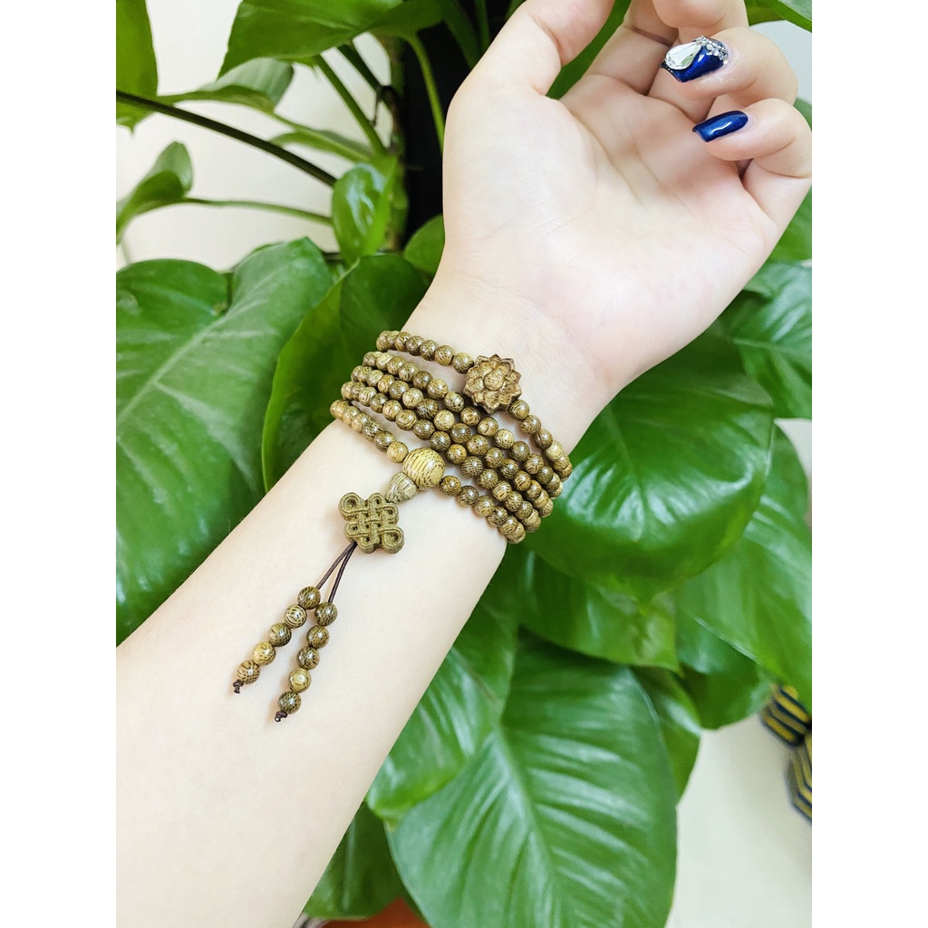 Chuỗi Trầm Hương 108 hạt Tốc mix Charm Bạc S925 Nghê, Hồ Ly, Hoa Sen - Vòng tay nam nữ tự nhiên [ẢNH THẬT]