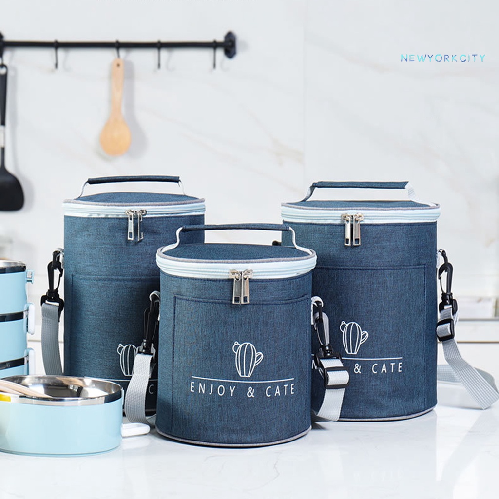 Túi Đựng Hộp Cơm Trưa Cách Nhiệt Phối Khóa Kéo Đôi Có Dây Đeo Vai Có Thể Điều Chỉnh