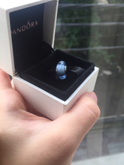 Hạt charm glass bạc màu xanh Cindrella S925