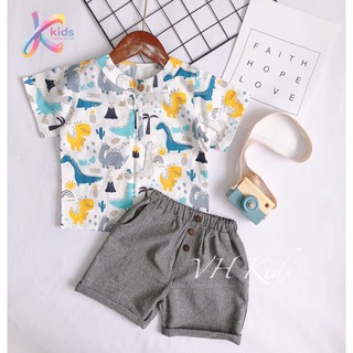 Set bộ thô họa tiết động vật bé trai