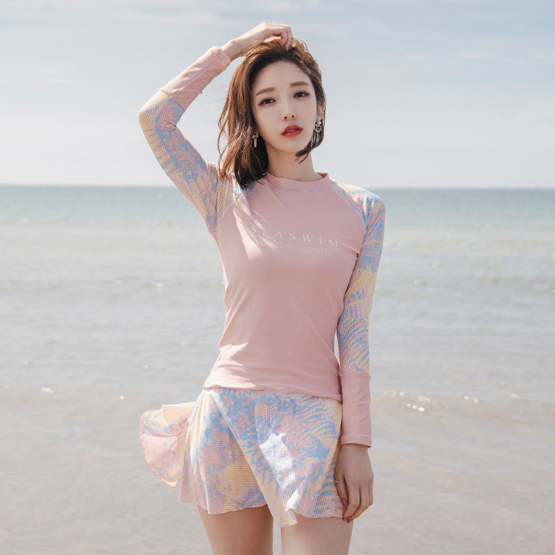 Bộ đồ bơi thể thao tay dài chống nắng phong cách Hàn Quốc cho nữ