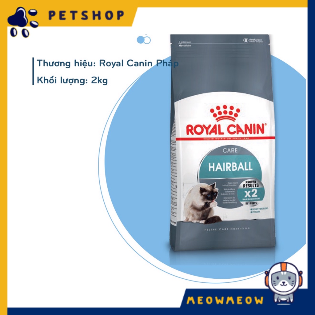 Hạt cho mèo Royal Canin Hairball | Túi 2kg | Thức ăn hạt dinh dưỡng và giảm búi lông cho mèo lớn.